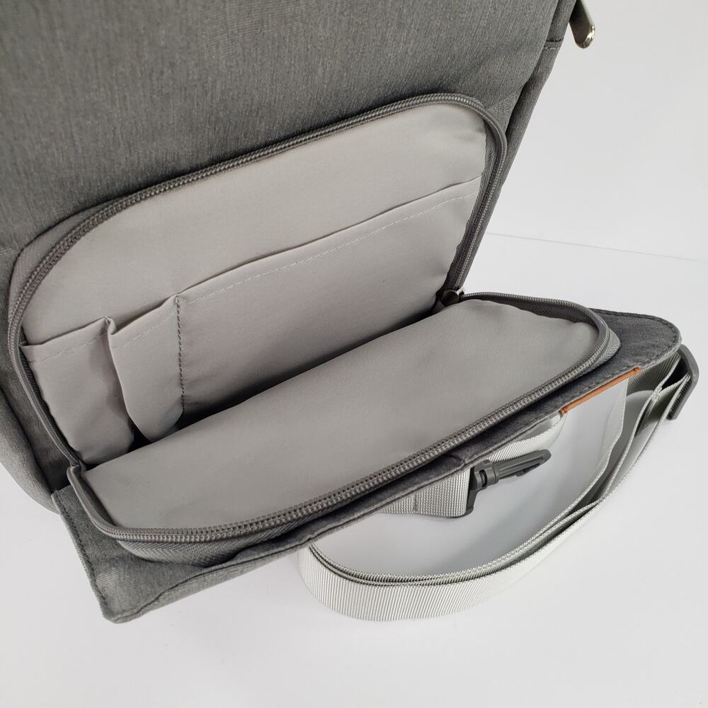 Tablet iPad Crossbody Carrying Case Bag Gray Softsided Canvas Zip Close Lt Grey - Picture 5 of 6